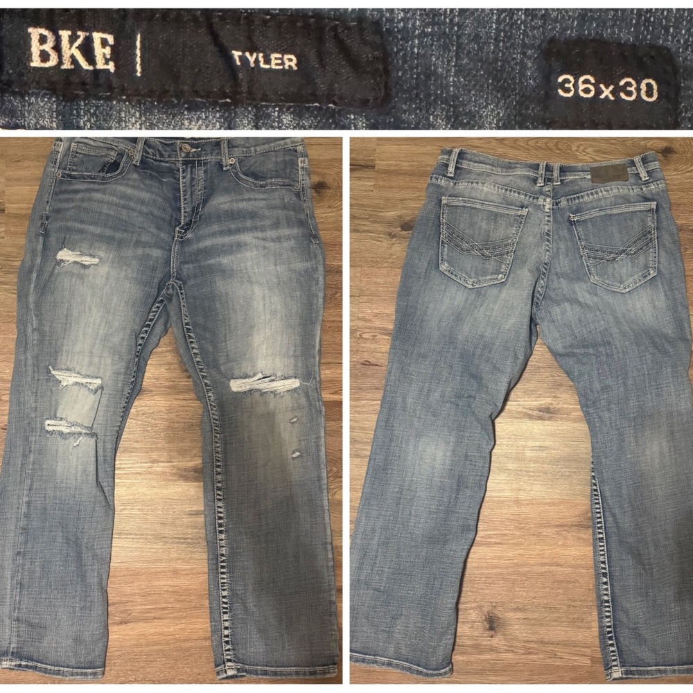 BKE Tyler Men's Distressed Light Blue Jeans